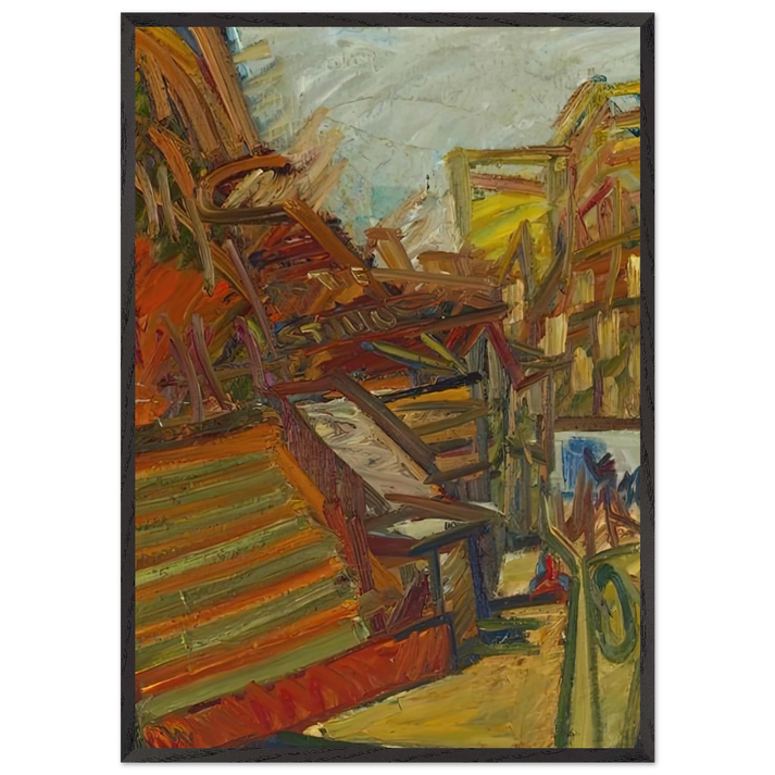 TO THE STUDIOS 1991 - Frank Auerbach 70x100 cm / 28x40 inches Framed Art Print – Black Wooden Frame