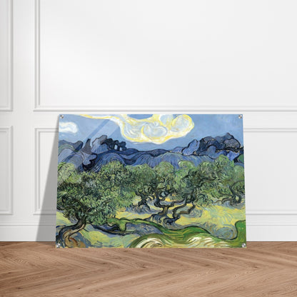 The Alpilles with Olive Trees in the Foreground - Vincent van Gogh Acrylic Print - 70x100 cm / 28x40″ inches | Vincent van Gogh Wall Art | Vincent van Gogh Prints