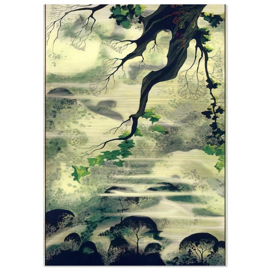 Fog Bound - Eyvind Earle Brushed Aluminum Print - 70x100 cm / 28x40 inches | Eyvind Earle Aluminum Print | Eyvind Earle Prints