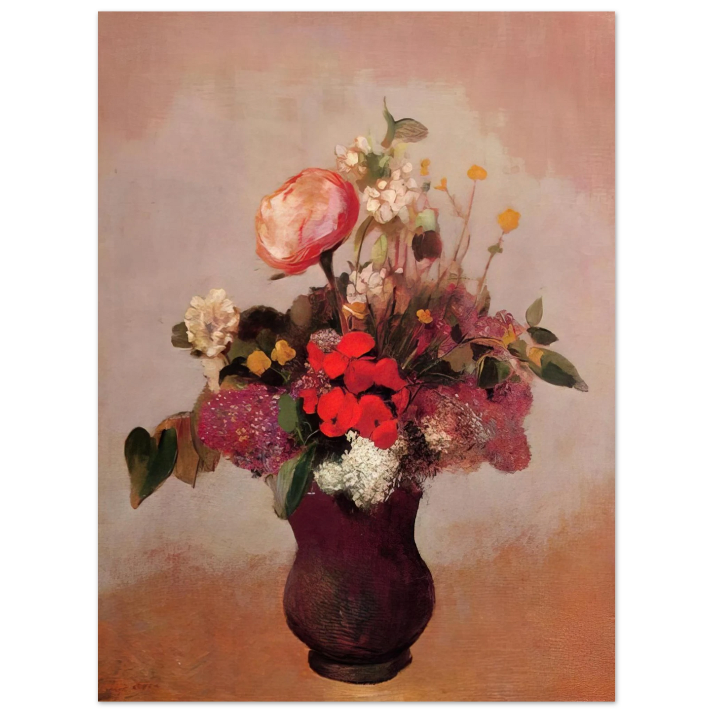 Odilon Redon - FLOWERS IN AA BROWN VASE  75x100 cm / 30x40inches Fine Art Poster
