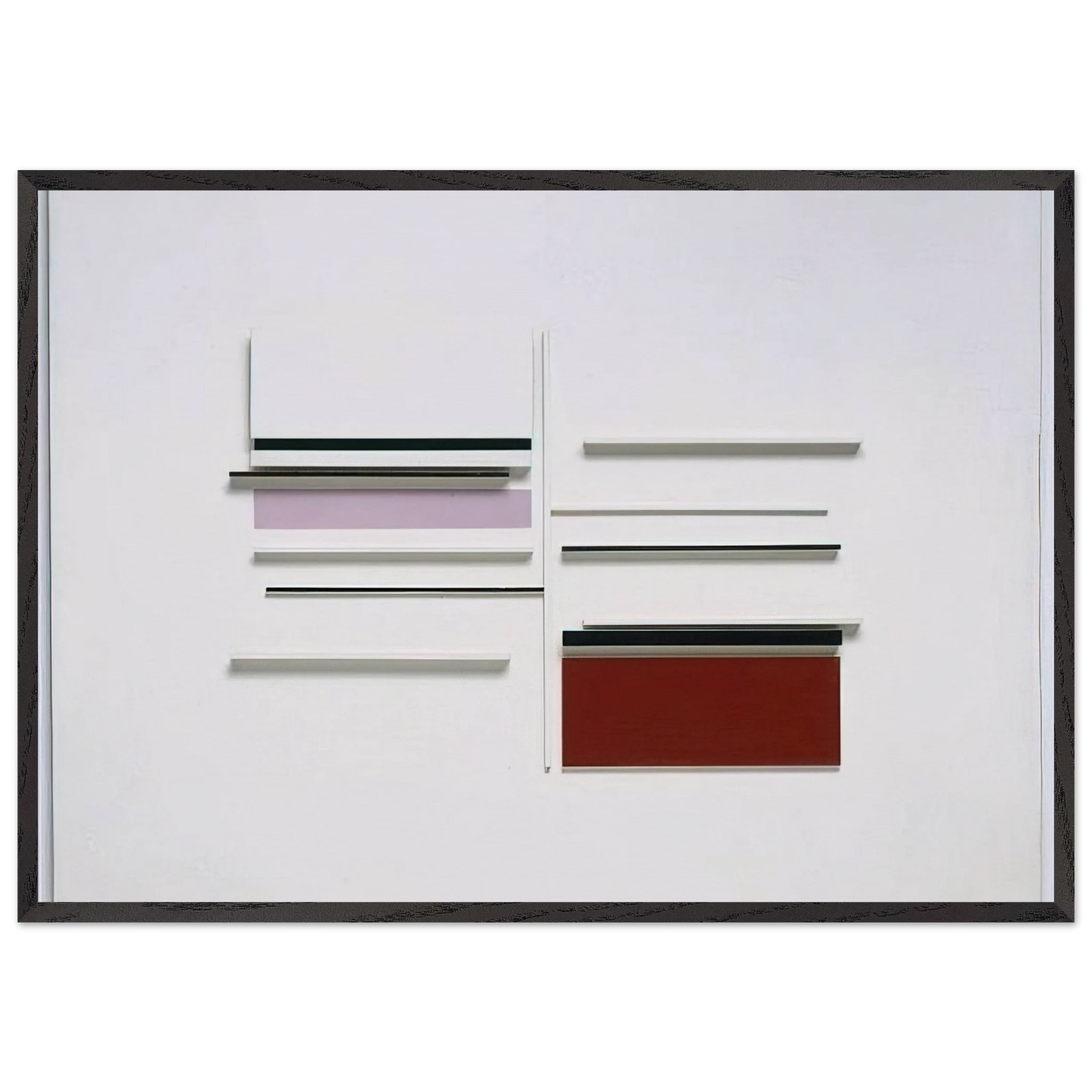 Abstract in White Black Indian and Lilac - 1957 - Victor Pasmore 70x100 cm / 28x40 inches Framed Art Print – Black Wooden Frame