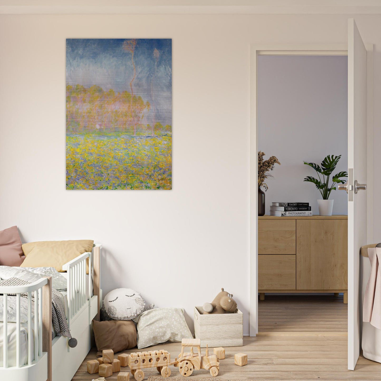 Springtime Landscape - claude monet Brushed Aluminum Print - 70x100 cm / 28x40 inches | claude monet Aluminum Print | claude monet Prints