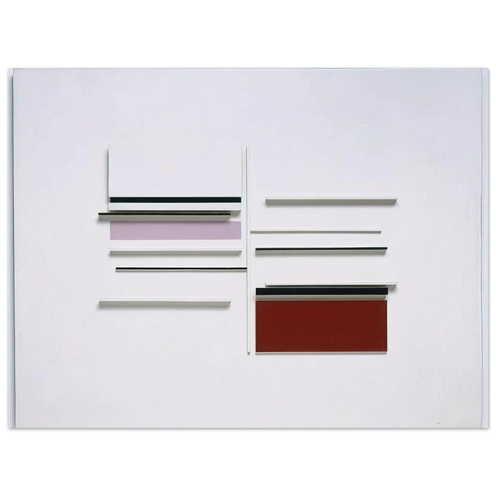 Victor Pasmore - ABSTRACT IN WHITE BLACK INDIAN AND LILAC 1957  75x100 cm / 30x40inches Fine Art Poster