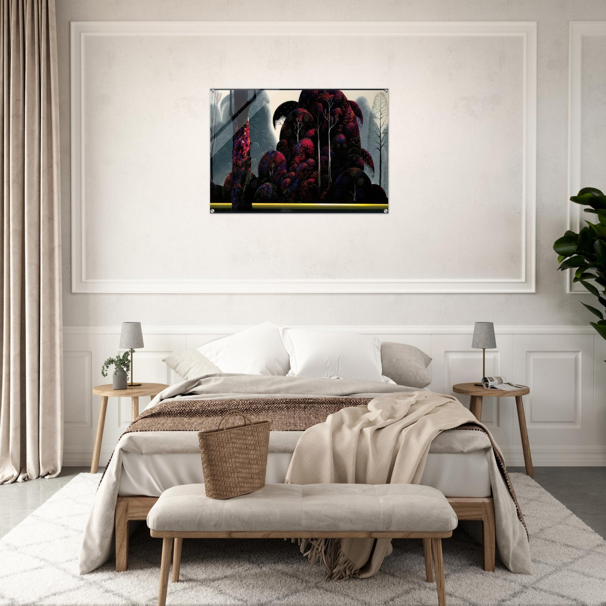 Crimson Eucalyptus - Eyvind Earle Acrylic Print - 70x100 cm / 28x40″ inches