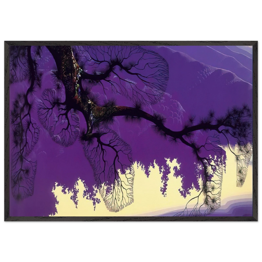 Purple Coastline - Eyvind Earle 70x100 cm / 28x40 inches Framed Art Print – Black Wooden Frame