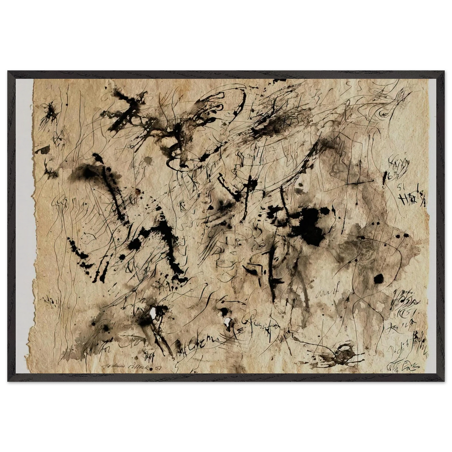 UNTITLED 1951 1 - Jackson Pollock 70x100 cm / 28x40 inches Framed Art Print – Black Wooden Frame