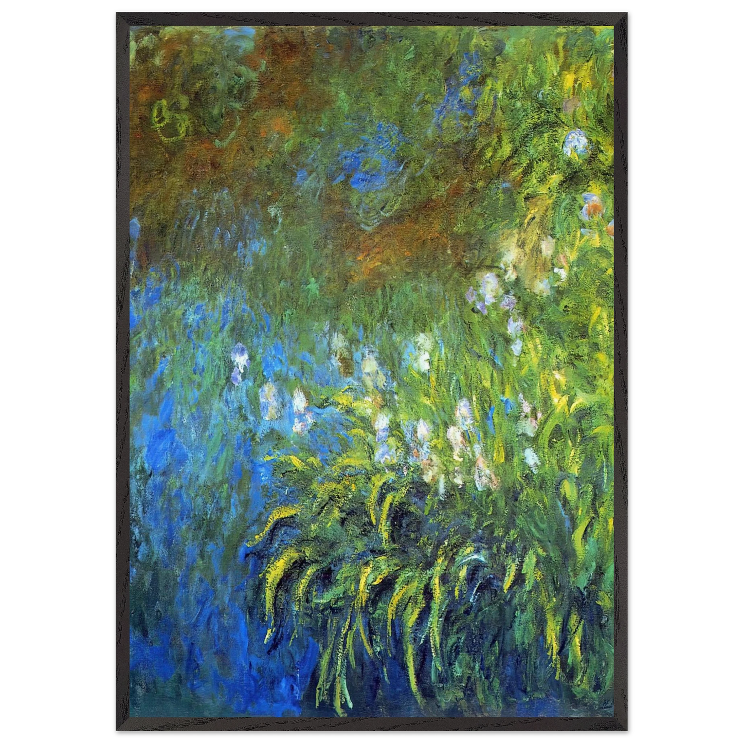 Iris at the Sea-Rose Pond - claude monet 70x100 cm / 28x40 inches Framed Art Print – Black Wooden Frame