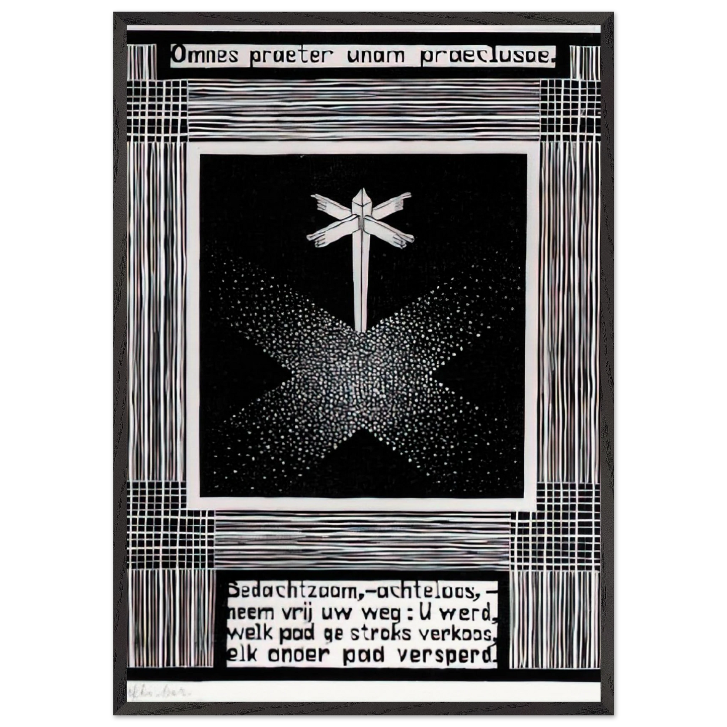 EMBLEMATA SIGNPOST - MC Escher 70x100 cm / 28x40 inches Framed Art Print – Black Wooden Frame | Maurits Cornelis Escher Prints