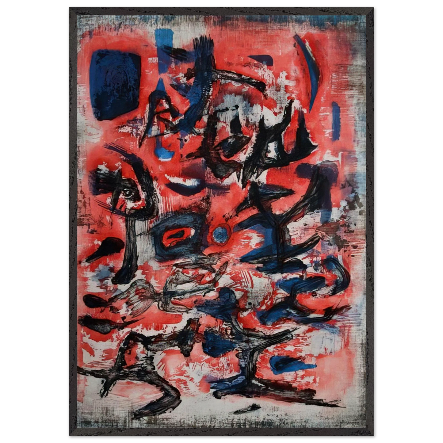 SIGNES EN MOUVEMENT 1957 - Zao Wou-Ki 70x100 cm / 28x40 inches Framed Art Print – Black Wooden Frame