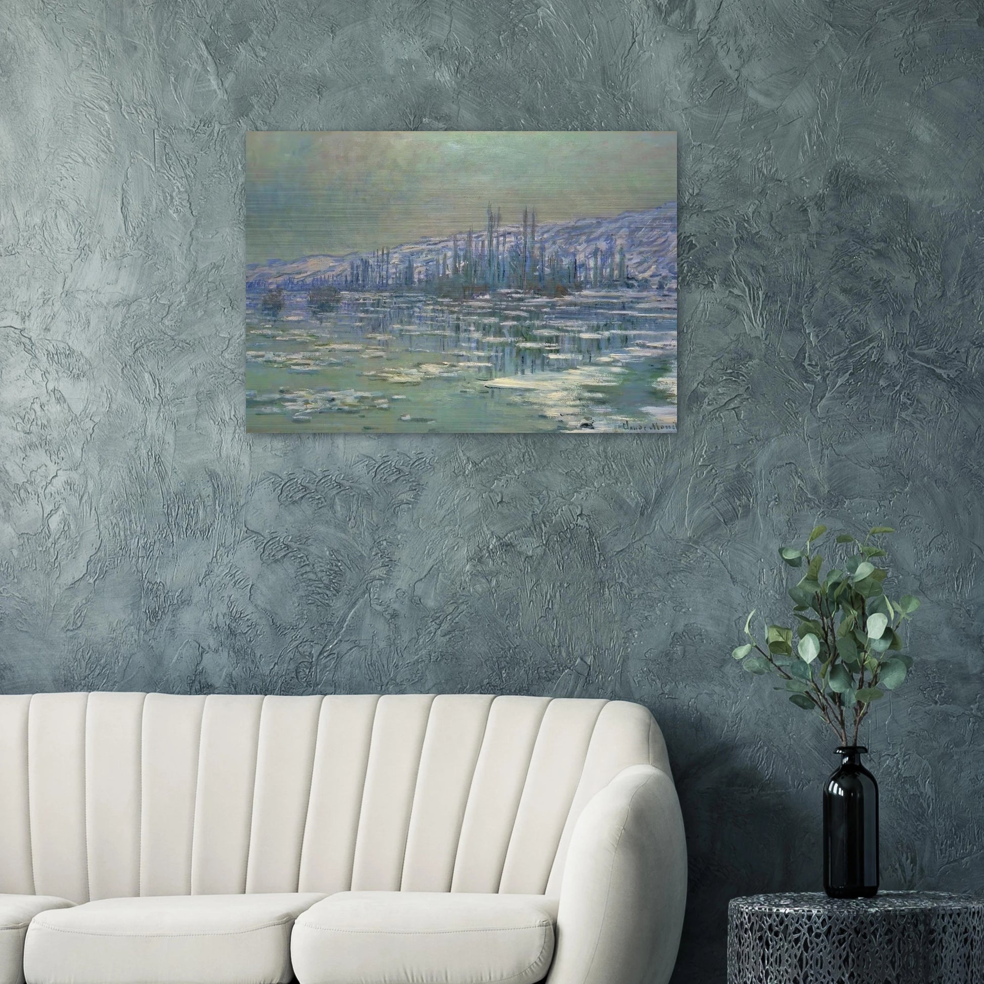 Ice Floes on Siene - claude monet Brushed Aluminum Print - 70x100 cm / 28x40 inches | claude monet Aluminum Print | claude monet Prints