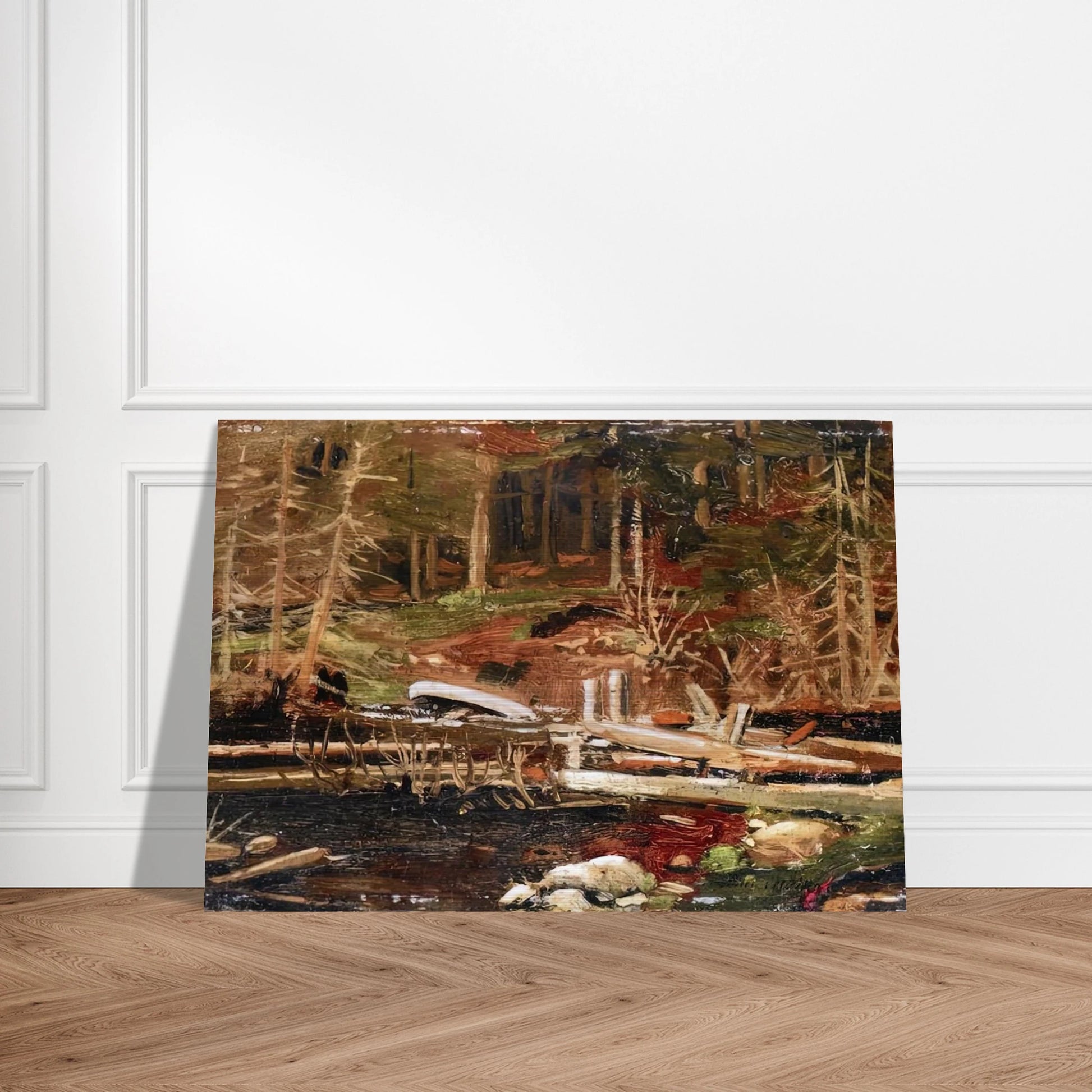 OLD LUMBER DAM ALGONQUIN PARK 1912 - Tom Thomson Brushed Aluminum Print - 70x100 cm / 28x40 inches | Tom Thomson Aluminum Print | Tom Thomson Prints