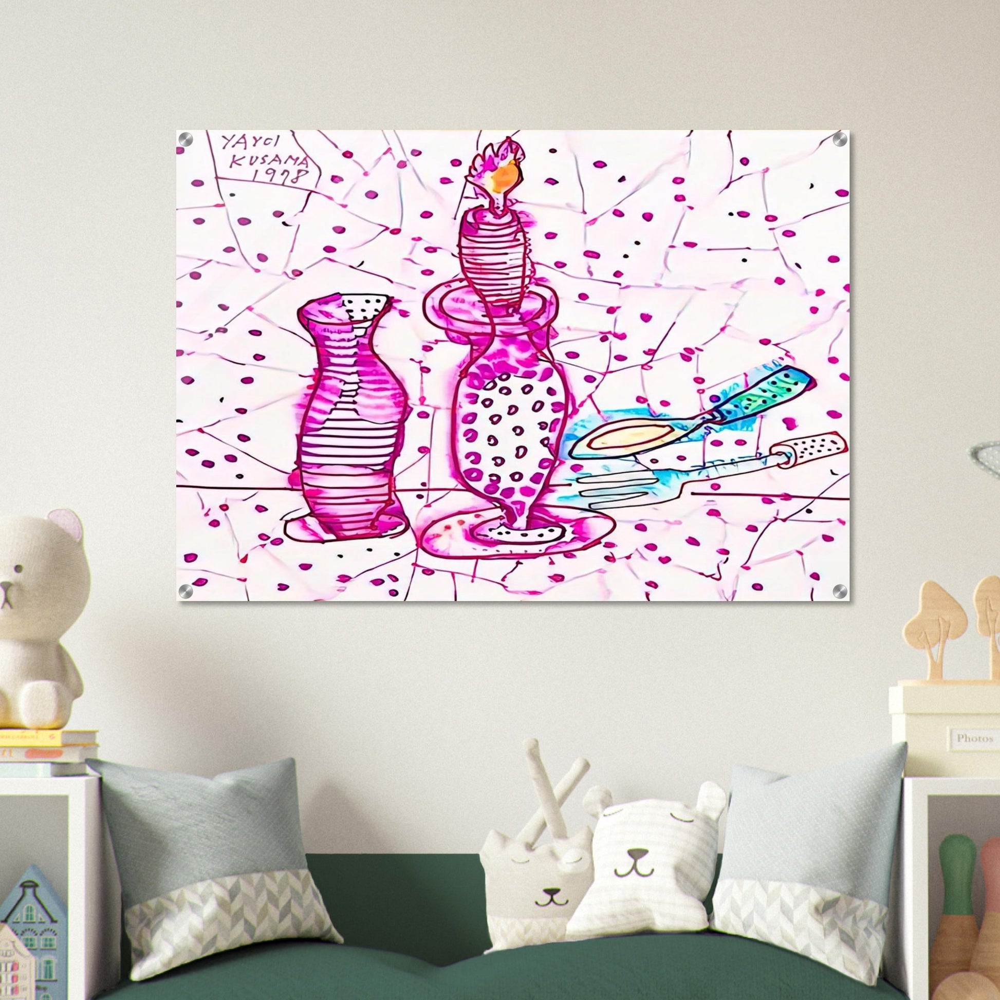 STILL LIFE OF CANDLESTICK 1978 - Yayoi Kusama Acrylic Print - 70x100 cm / 28x40″ inches | Yayoi Kusama Wall Art | Yayoi Kusama Prints