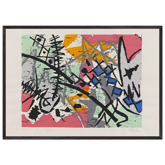 Farbholzschnitt 1952-4 - 1952 - Ernst Wilhelm Nay 70x100 cm / 28x40 inches Framed Art Print – Black Wooden Frame