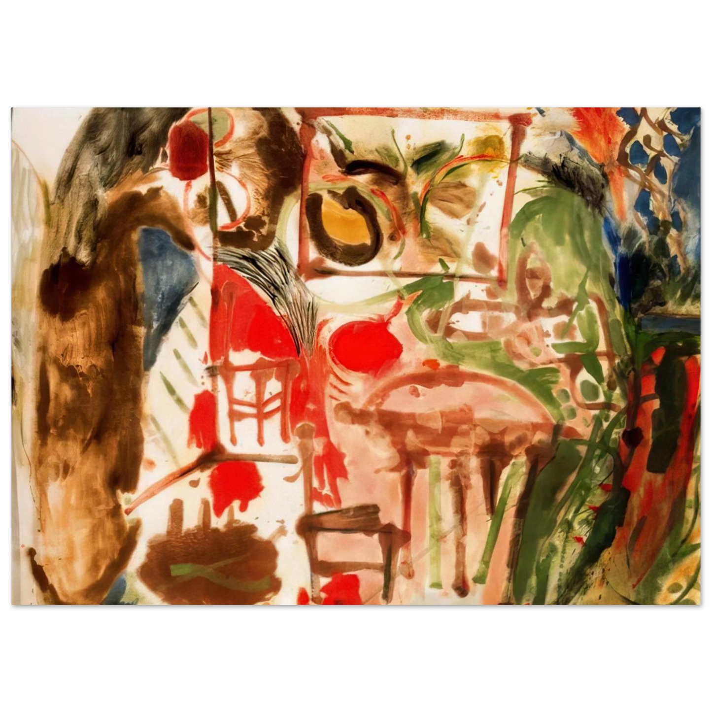 Helen Frankenthaler - Interior - 1957 Wall art - 50x70 cm / 20x28 inches - Premium Wooden Framed Poster With Fine Art Paper-canvas - White frame