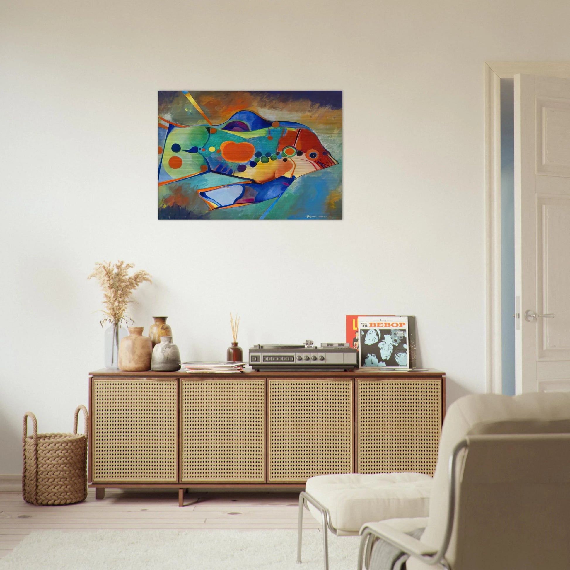 Fish - Naïve Art Primitivism - Aldemir Martins Brushed Aluminum Print - 70x100 cm / 28x40 inches | Aldemir Martins Aluminum Print | Aldemir Martins Prints