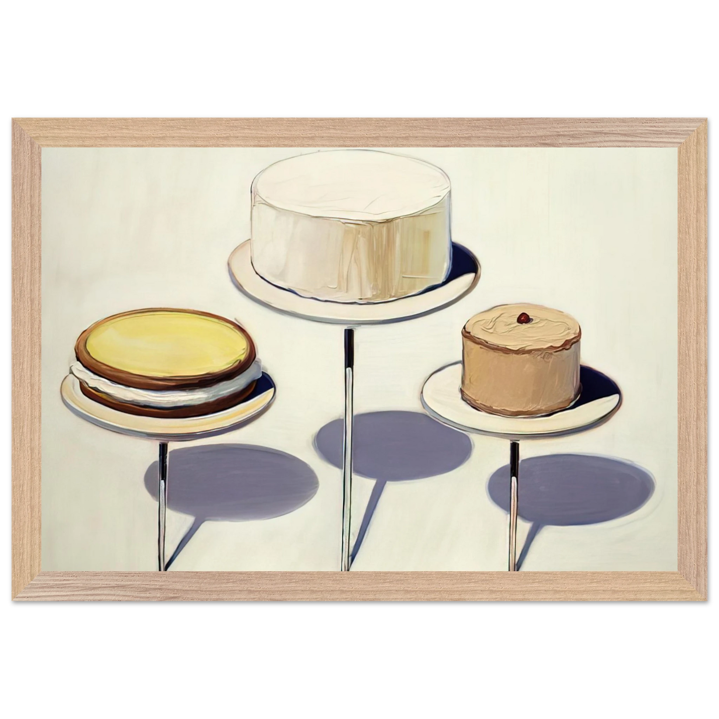 Wayne Thiebaud - Display Cakes - 1963 Wall Art - 21x29.7 cm / 8x12" - Premium Wooden Framed Poster With Fine Art Paper - Wood frame