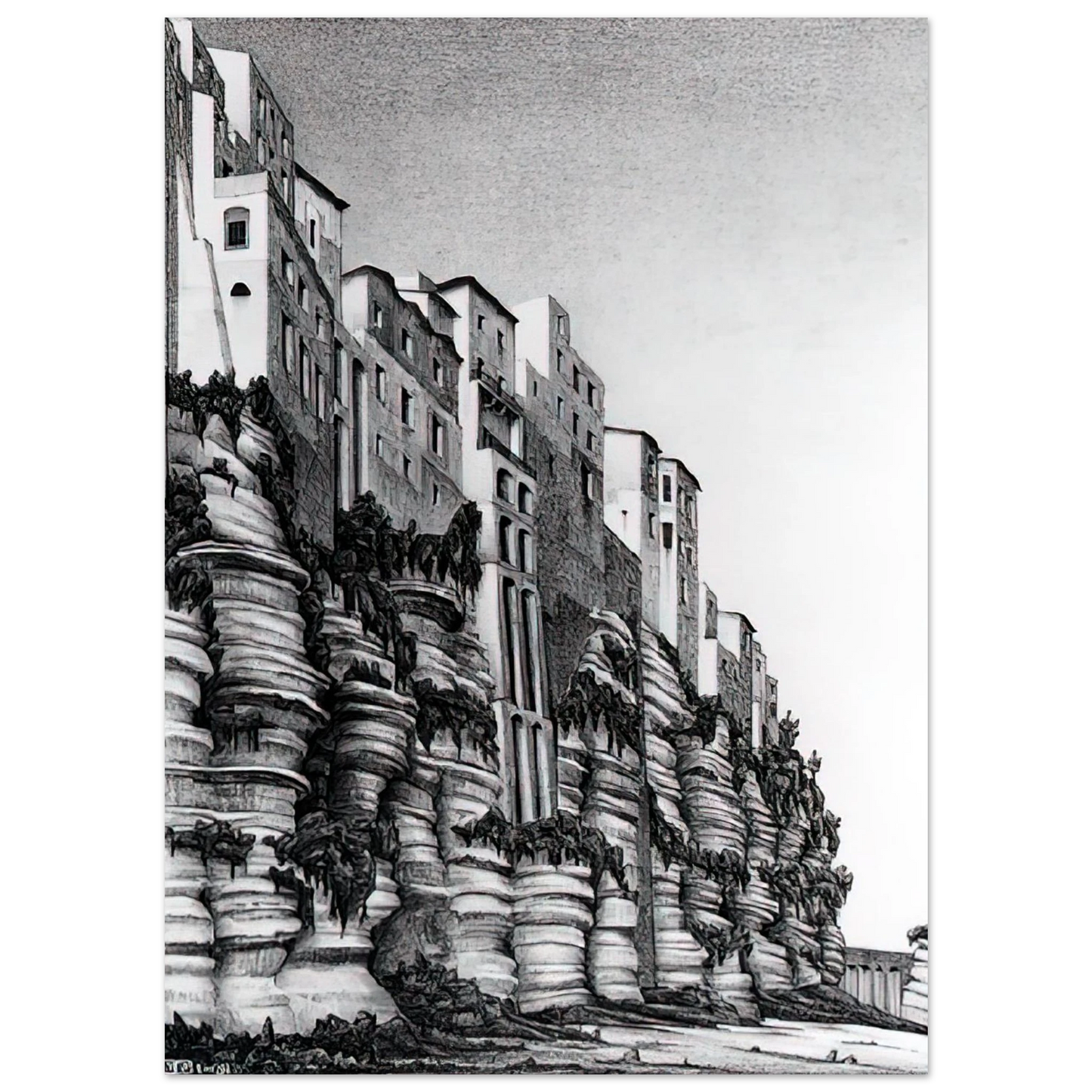 MC Escher - TROPEA CALABRIA Wall art - 40x50 cm / 16x20 inches - Premium Wooden Framed Poster With Fine Art Paper-canvas - Wood frame