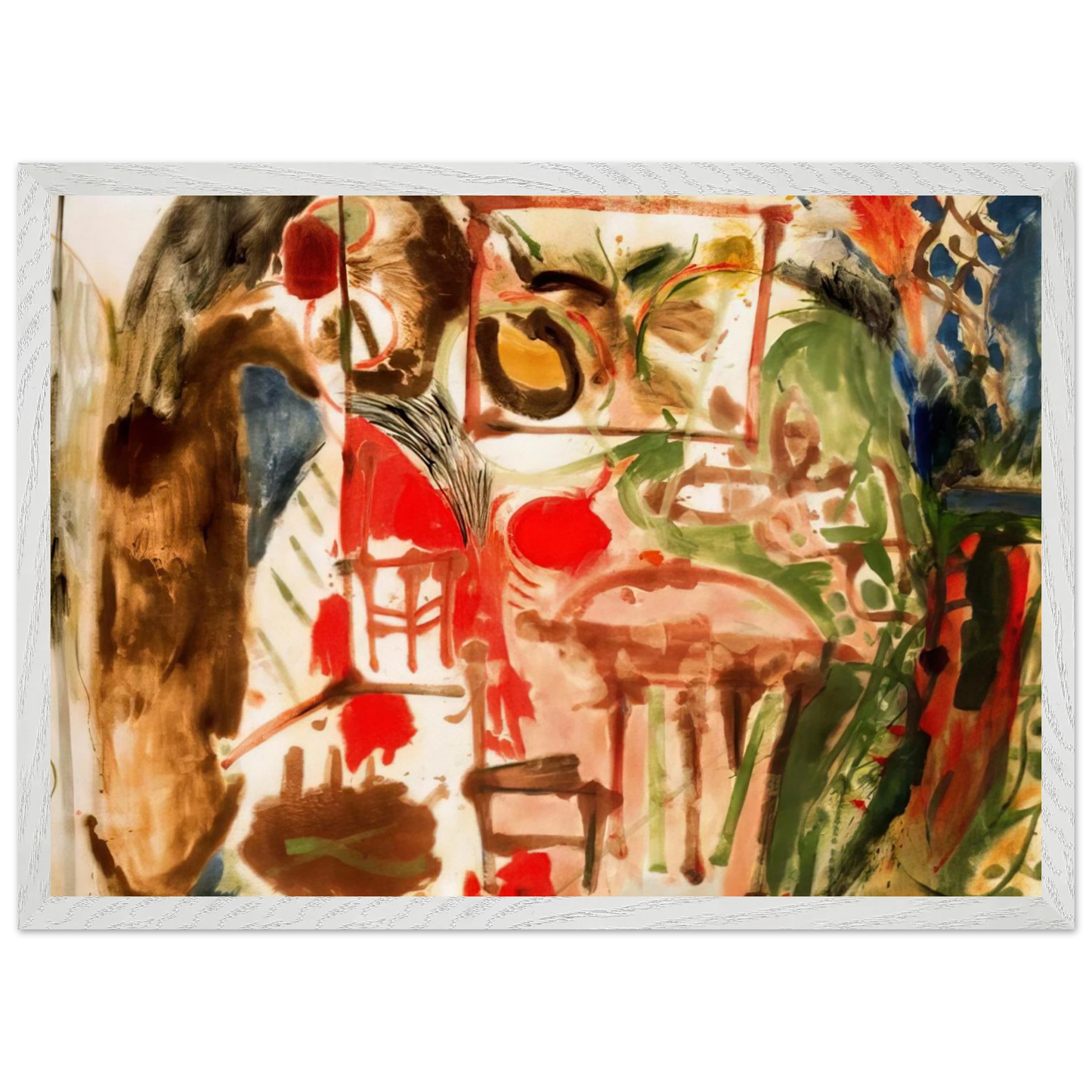 Helen Frankenthaler - Interior - 1957 Wall art - 60x80 cm / 24x32 inches - Premium Wooden Framed Poster With Fine Art Paper-canvas - White frame