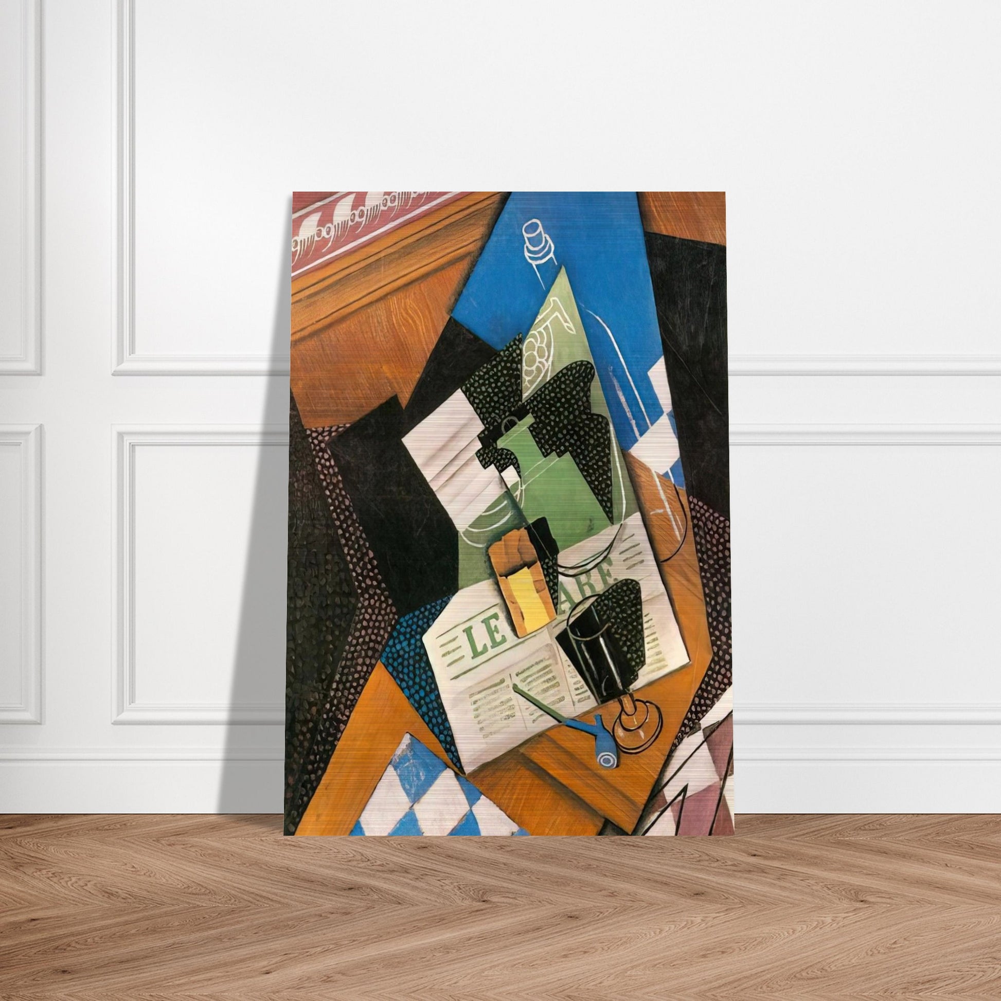 WATER BOTTLE BOTTLE AND FRUIT DISH 1915 - Juan Gris Brushed Aluminum Print - 70x100 cm / 28x40 inches | Juan Gris Aluminum Print | Juan Gris Prints