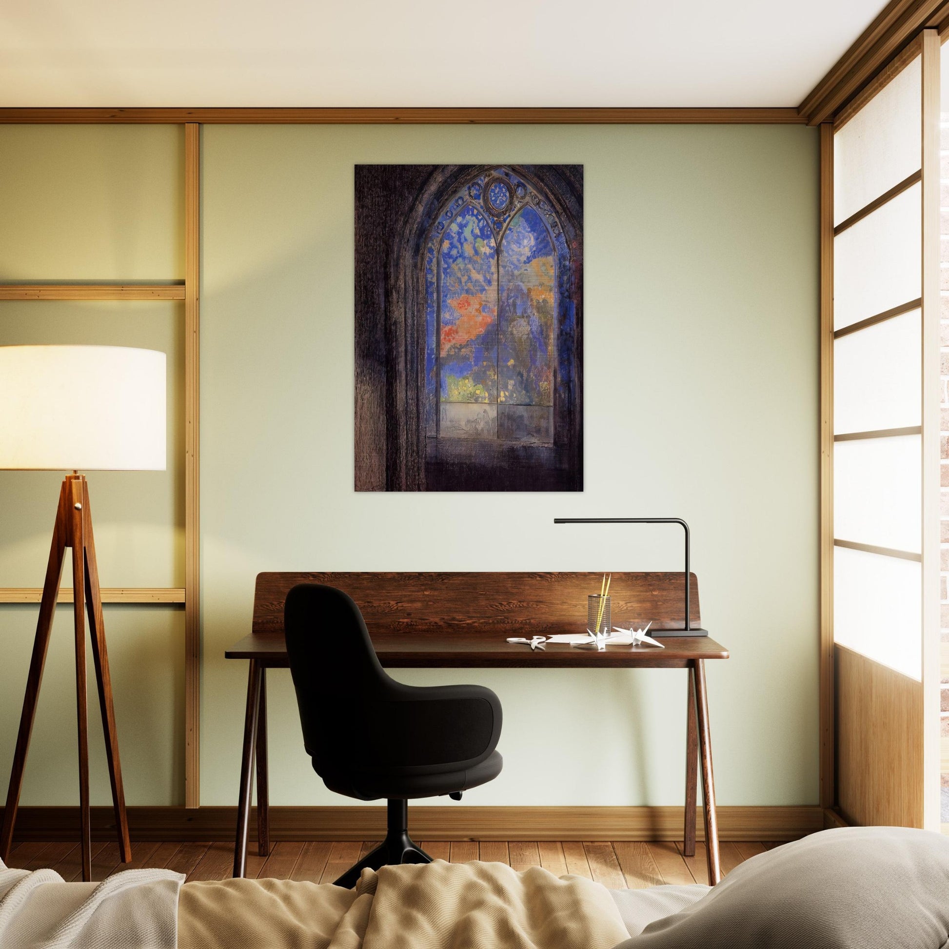 STAINED GLASS WINDOW THE MYSTERIOUS GARDEN - Odilon Redon Brushed Aluminum Print - 70x100 cm / 28x40 inches | Odilon Redon Aluminum Print | Odilon Redon Prints