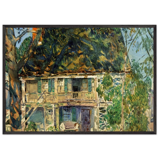 The Brush House - Childe Hassam 70x100 cm / 28x40 inches Framed Art Print – Black Wooden Frame