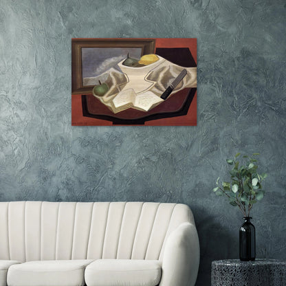 THE TABLE IN FRONT OF THE PICTURE 1926 - Juan Gris Brushed Aluminum Print - 70x100 cm / 28x40 inches | Juan Gris Aluminum Print | Juan Gris Prints