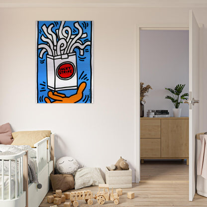 LUCKY STRIKE 1987 - Keith Haring Brushed Aluminum Print - 70x100 cm / 28x40 inches | Keith Haring Aluminum Print | Keith Haring Prints
