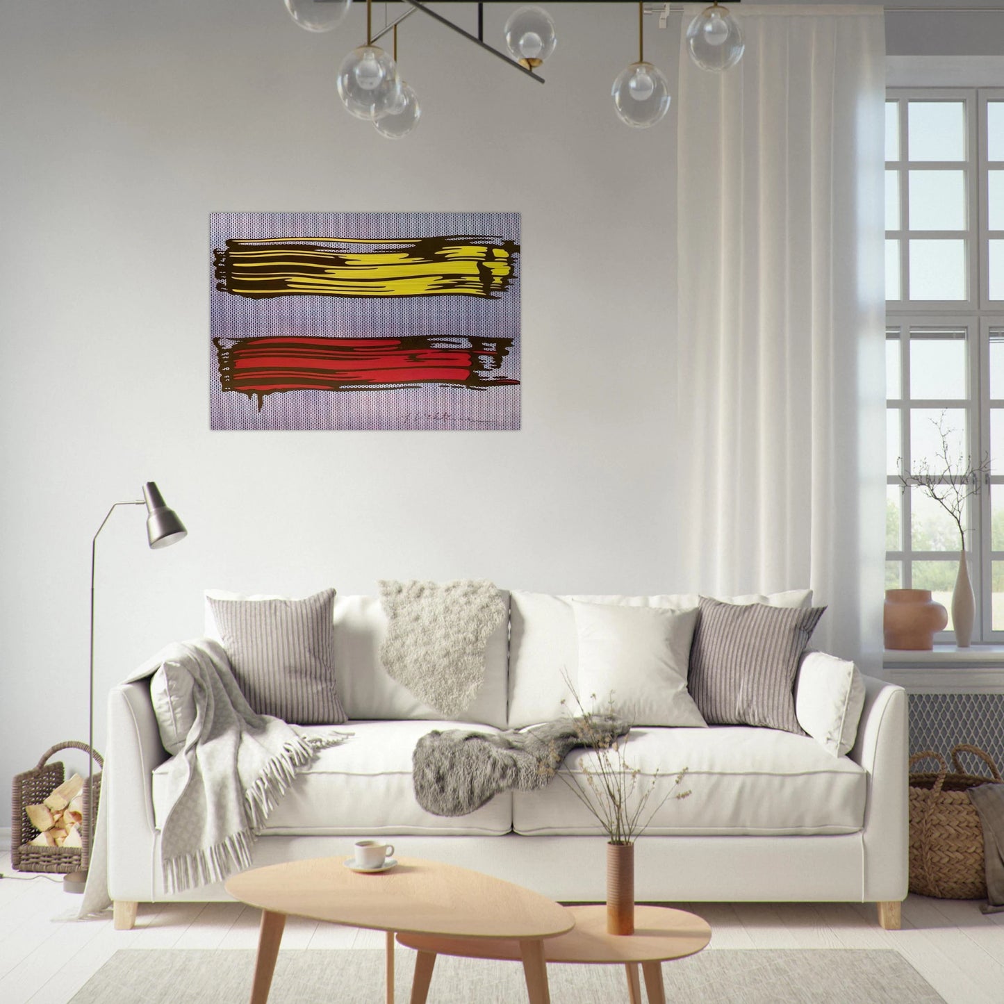 YELLOW AND RED BRUSHSTROKES 1966 - Roy Lichtenstein Brushed Aluminum Print - 70x100 cm / 28x40 inches | Roy Lichtenstein Aluminum Print | Roy Lichtenstein Prints
