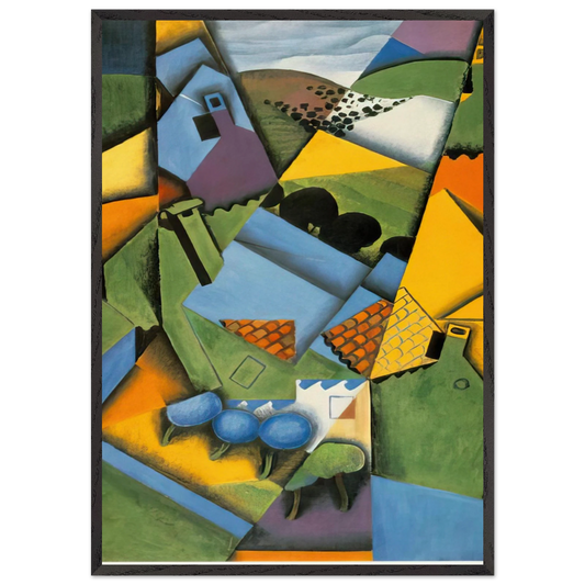 LANDSCAPE WITH HOUSE AT CERET 1913 - Juan Gris 70x100 cm / 28x40 inches Framed Art Print – Black Wooden Frame