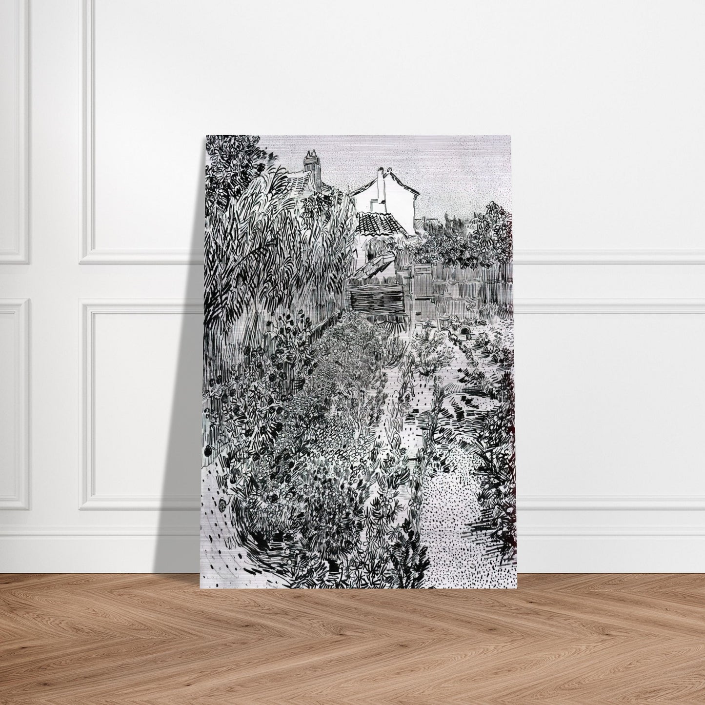 The Garden with Flowers - Vincent van Gogh Brushed Aluminum Print - 70x100 cm / 28x40 inches | Vincent van Gogh Aluminum Print | Vincent van Gogh Prints