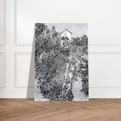 The Garden with Flowers - Vincent van Gogh Brushed Aluminum Print - 70x100 cm / 28x40 inches | Vincent van Gogh Aluminum Print | Vincent van Gogh Prints