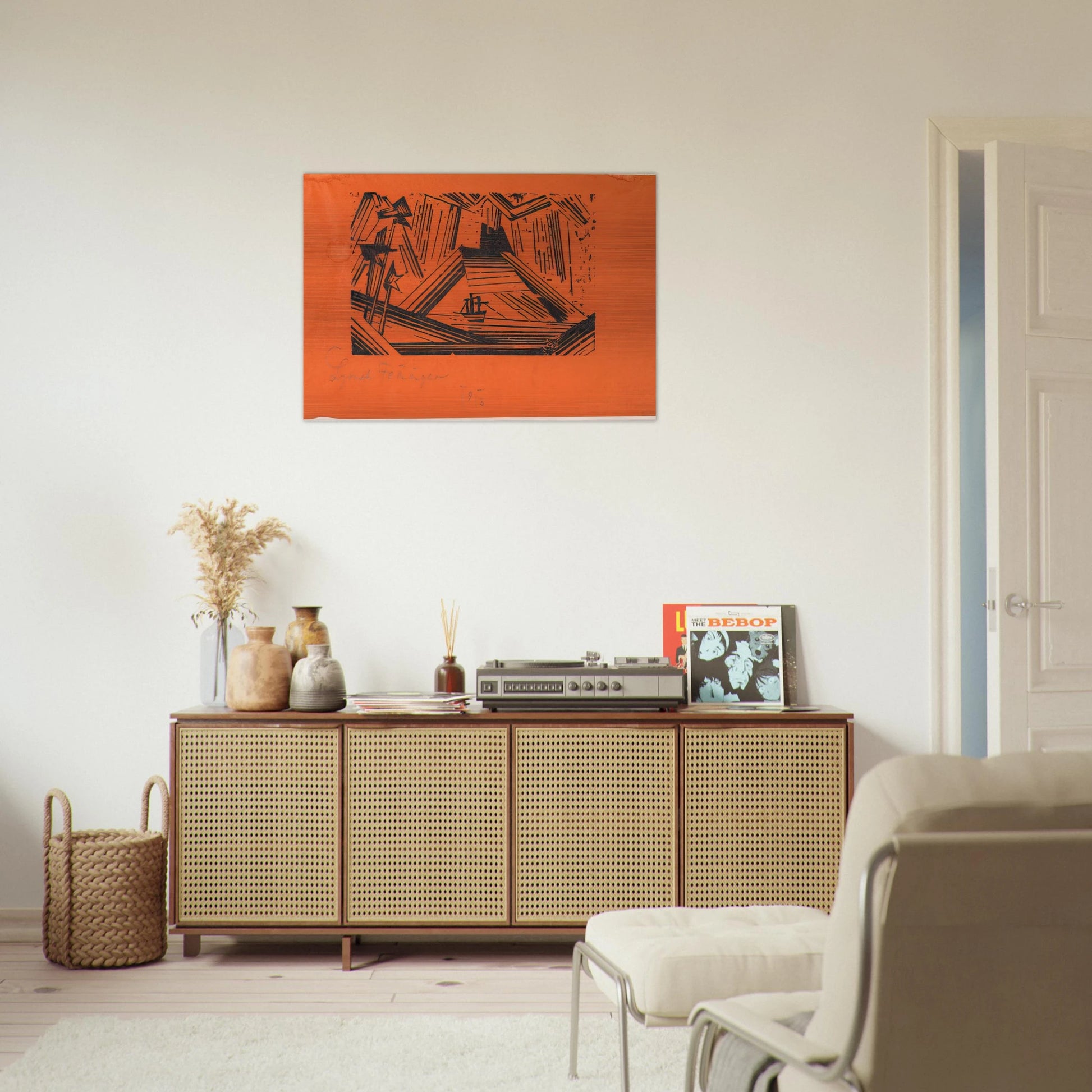 VOLCANO VULKAN 1919 - Lyonel Feininger Brushed Aluminum Print - 70x100 cm / 28x40 inches | Lyonel Feininger Aluminum Print | Lyonel Feininger Prints