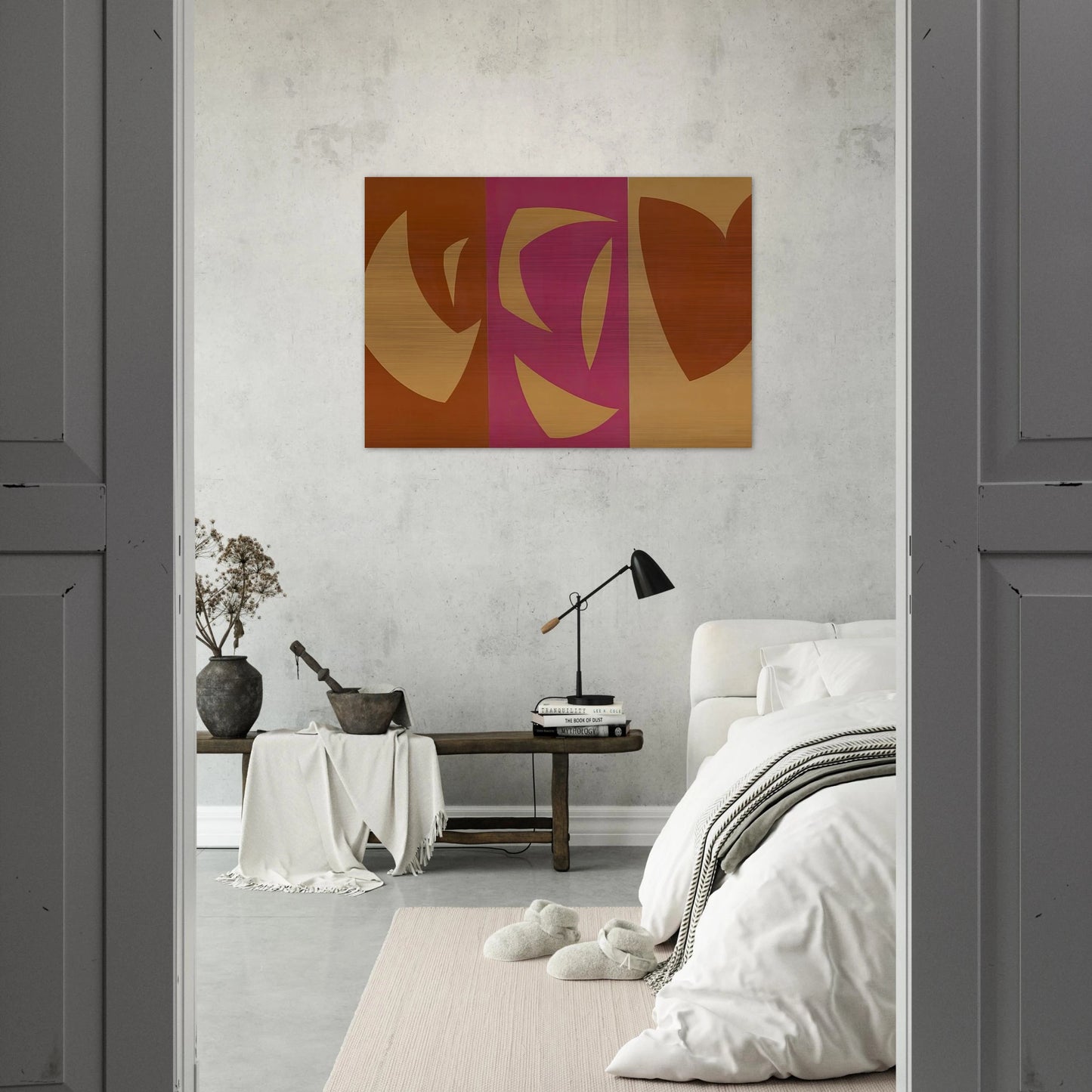 Triptyque ocre-violet-rouge - Fernand Leduc Brushed Aluminum Print - 70x100 cm / 28x40 inches | Fernand Leduc Aluminum Print | Fernand Leduc Prints