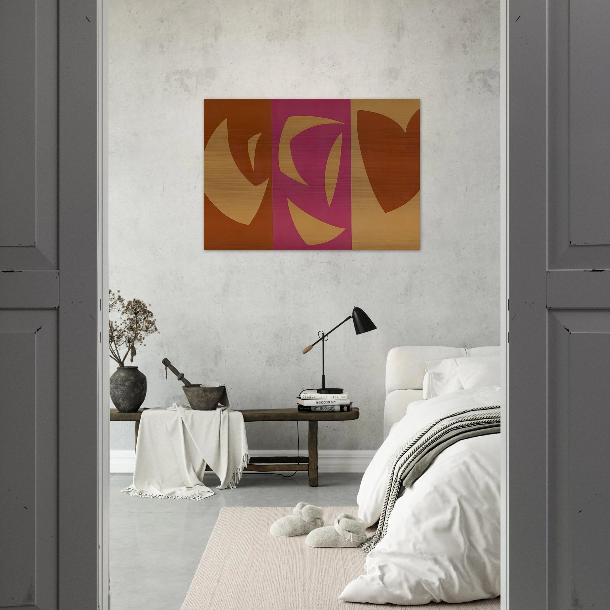 Triptyque ocre-violet-rouge - Fernand Leduc Brushed Aluminum Print - 70x100 cm / 28x40 inches | Fernand Leduc Aluminum Print | Fernand Leduc Prints