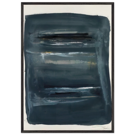 Abstract with Blue and Black - Abstract Expressionism - Larry Zox 70x100 cm / 28x40 inches Framed Art Print – Black Wooden Frame