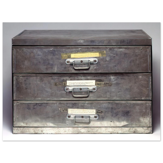 Christian Boltanski - ATTEMPT AT RECREATION THREE DRAWERS 1971  75x100 cm / 30x40inches Fine Art Poster