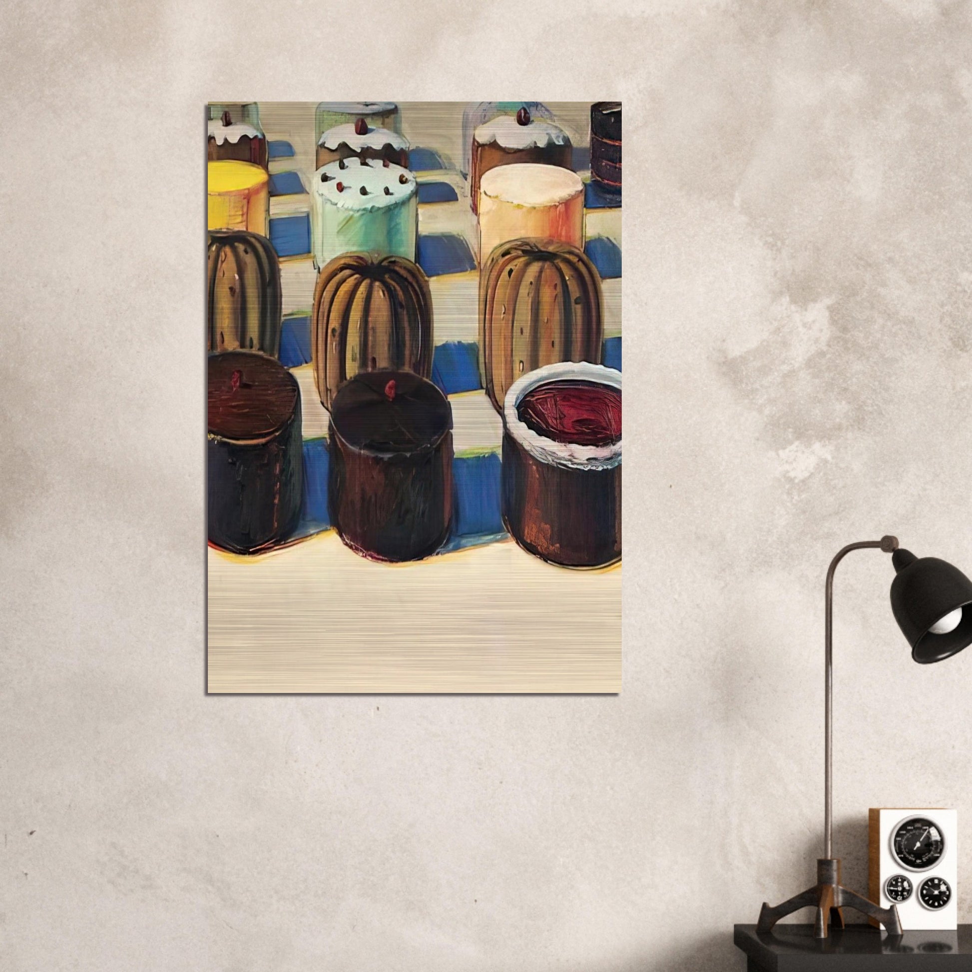 Various Cakes - 1981 - Wayne Thiebaud Brushed Aluminum Print - 70x100 cm / 28x40 inches | Wayne Thiebaud Aluminum Print | Wayne Thiebaud Prints