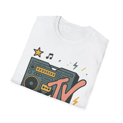 Retro MTV Vintage Leopardenmuster Musikfernsehen Grafik T-Shirt 80er 90er Throwback Unisex Band Shirt Animal Print Rock Style T-Shirt