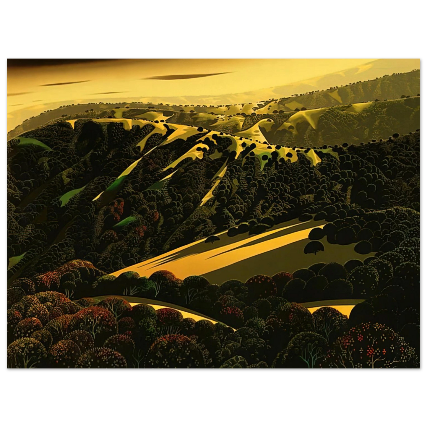 Eyvind Earle - Santa Cruz Mountains  75x100 cm / 30x40inches Fine Art Poster