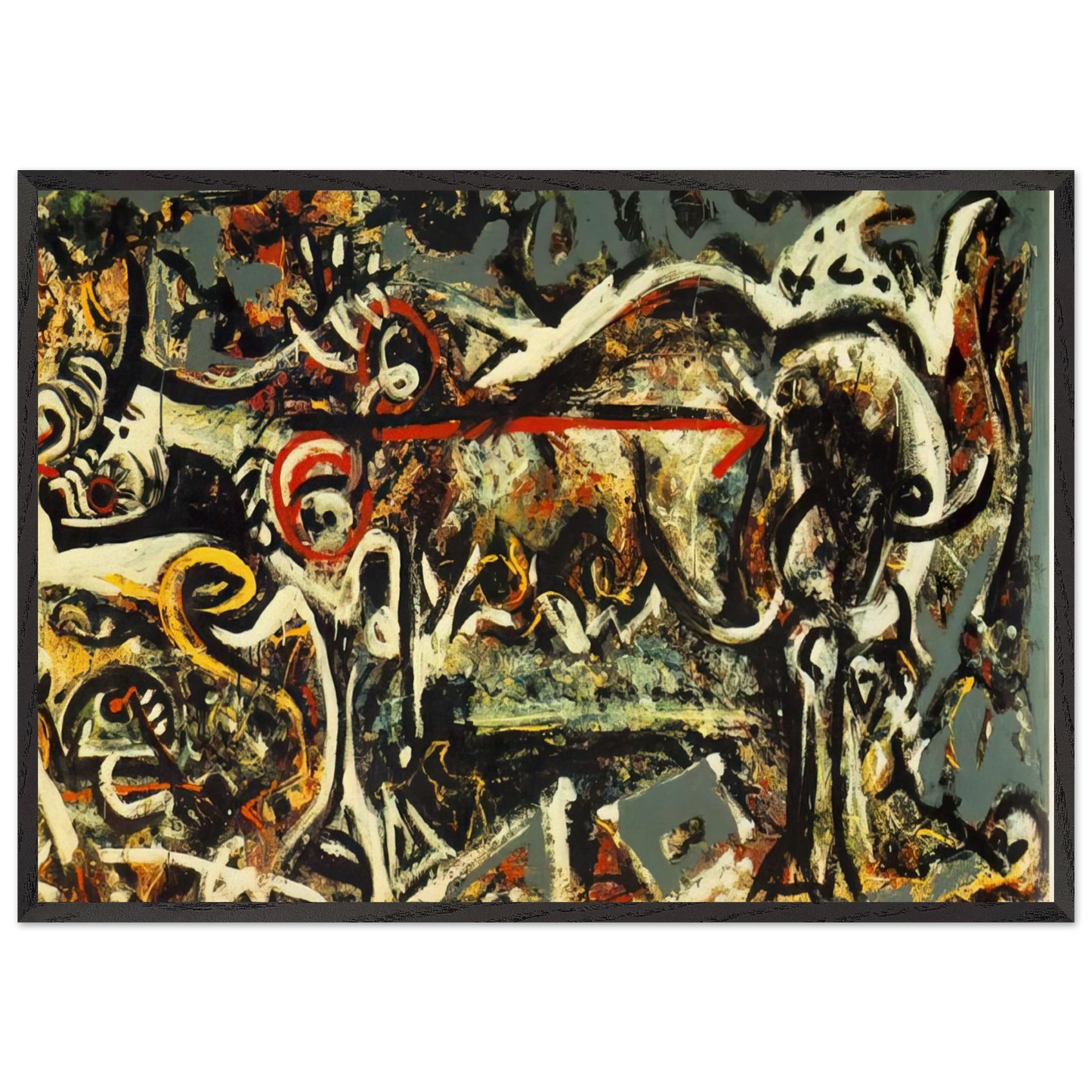 THE SHE WOLF - Jackson Pollock 70x100 cm / 28x40 inches Framed Art Print – Black Wooden Frame