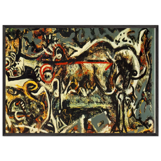 THE SHE WOLF - Jackson Pollock 70x100 cm / 28x40 inches Framed Art Print – Black Wooden Frame