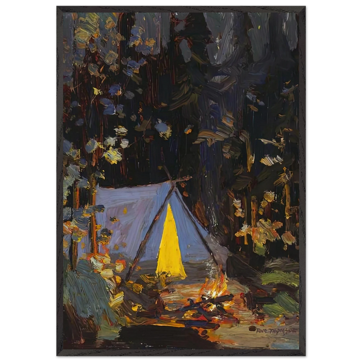 CAMPFIRE 1916 - Tom Thomson 70x100 cm / 28x40 inches Framed Art Print – Black Wooden Frame
