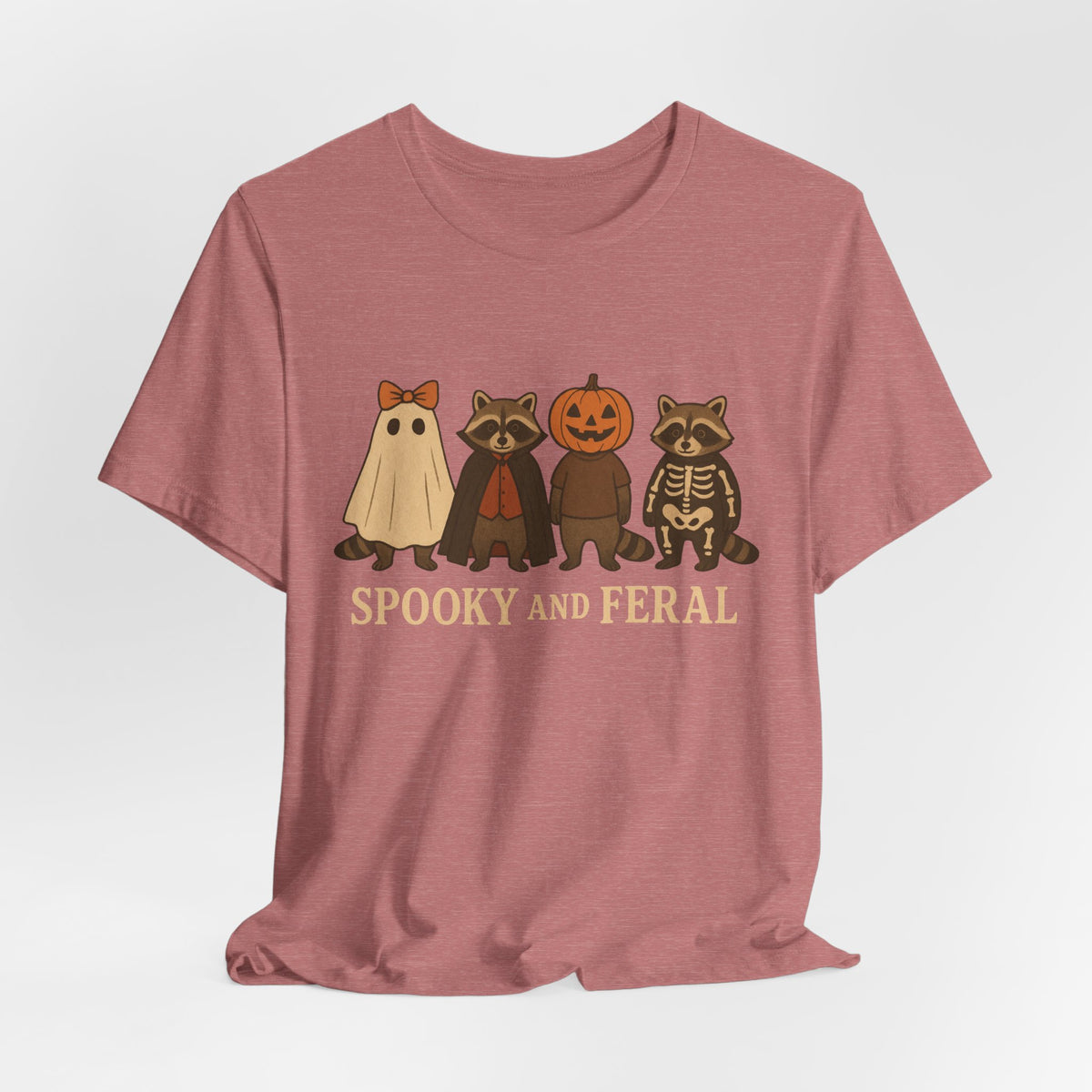 Gruseliges Waschbär-Shirt, lustiges Halloween-T-Shirt mit Grafik, süßes Vintage-Herbst-T-Shirt, trendiges Damen-Halloween-Shirt, T-Shirt mit wildem Waschbär-Motiv