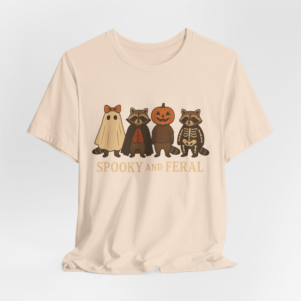 Gruseliges Waschbär-Shirt, lustiges Halloween-T-Shirt mit Grafik, süßes Vintage-Herbst-T-Shirt, trendiges Damen-Halloween-Shirt, T-Shirt mit wildem Waschbär-Motiv