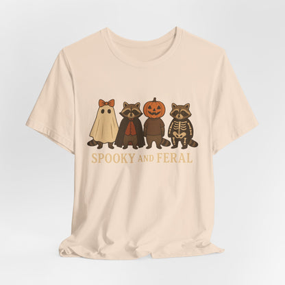 Gruseliges Waschbär-Shirt, lustiges Halloween-T-Shirt mit Grafik, süßes Vintage-Herbst-T-Shirt, trendiges Damen-Halloween-Shirt, T-Shirt mit wildem Waschbär-Motiv
