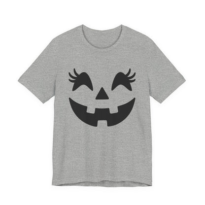 Jack O'Lantern Gesicht Kürbis Wimpern Halloween Damen Mädchen T-Shirt