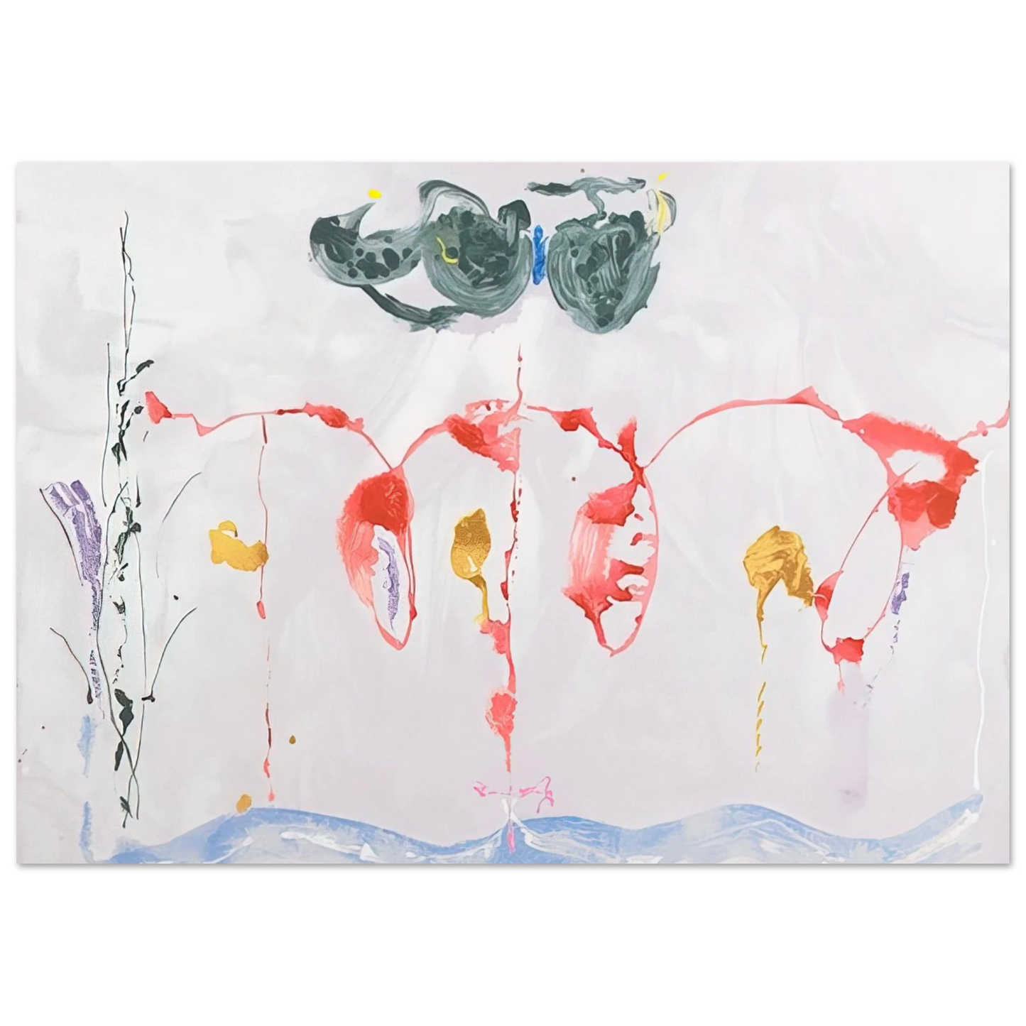 Helen Frankenthaler - Aerie - 2009 Wall art - 20x25 cm / 8x10 inches - Premium Wooden Framed Poster With Fine Art Paper-canvas - Black frame