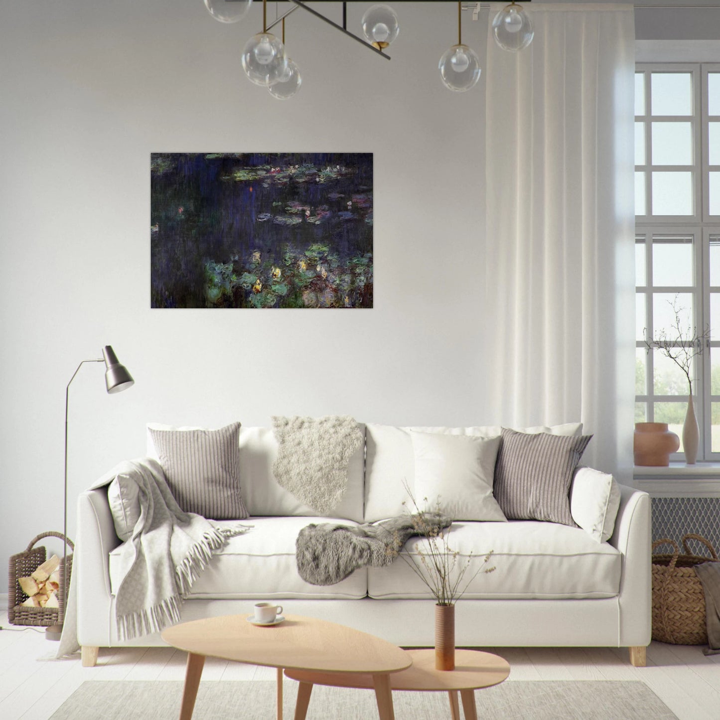 Water Lilies, Green Reflection right half - claude monet Brushed Aluminum Print - 70x100 cm / 28x40 inches | claude monet Aluminum Print | claude monet Prints