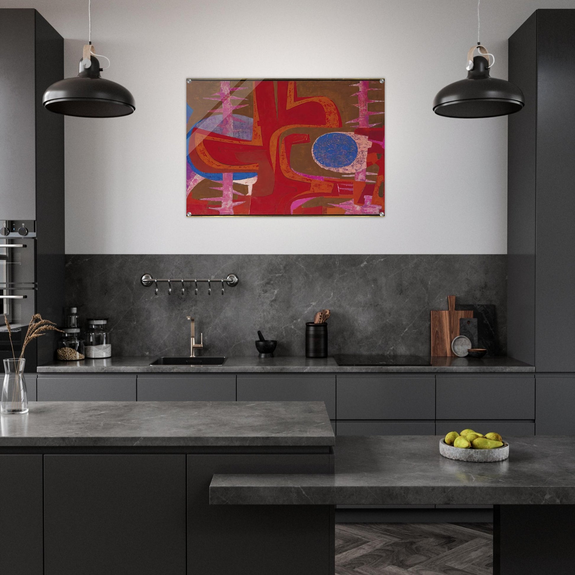 Sobre la tumba de Justino - Pedro Coronel Acrylic Print - 70x100 cm / 28x40″ inches | Pedro Coronel Wall Art | Pedro Coronel Prints