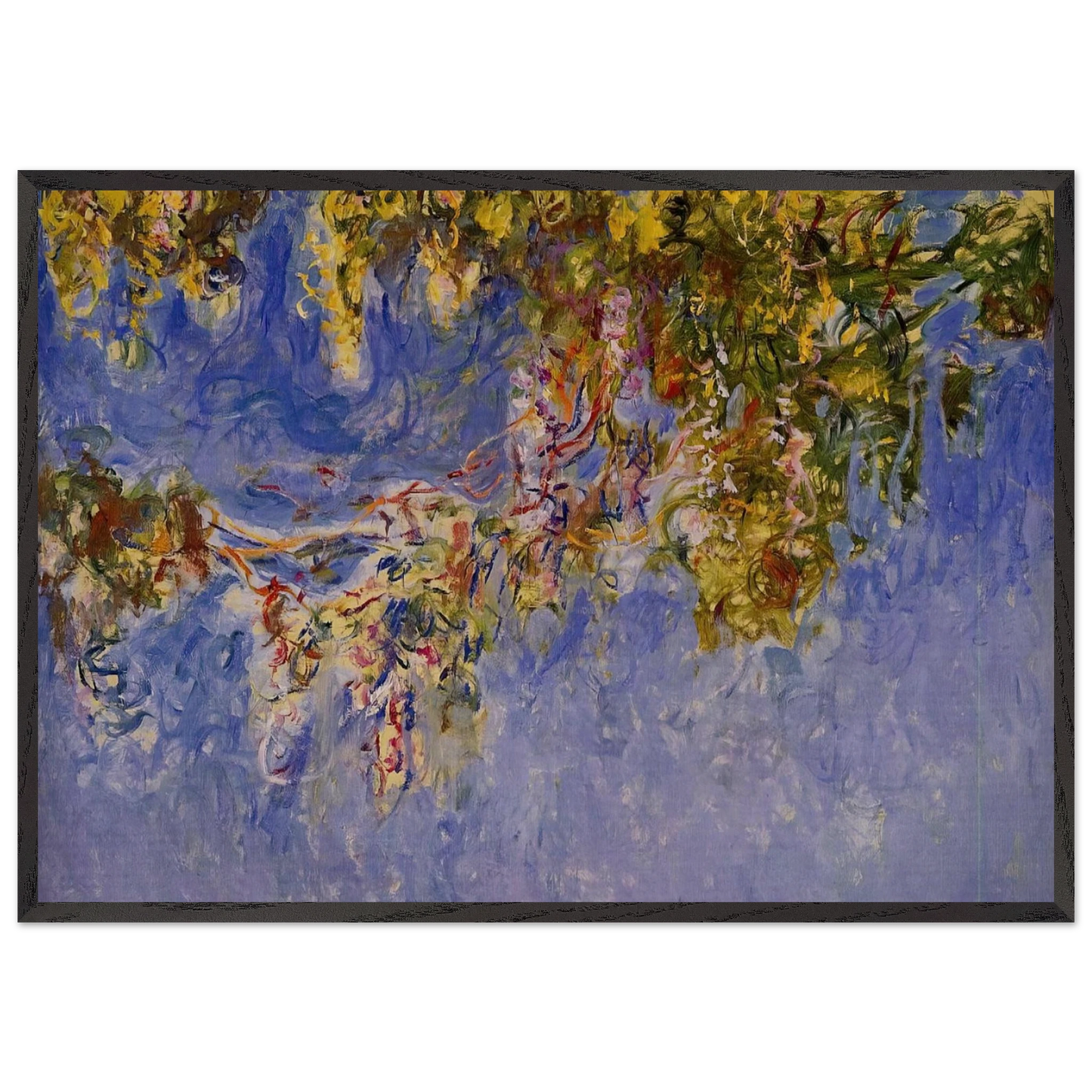 Wisteria - claude monet 70x100 cm / 28x40 inches Framed Art Print – Black Wooden Frame